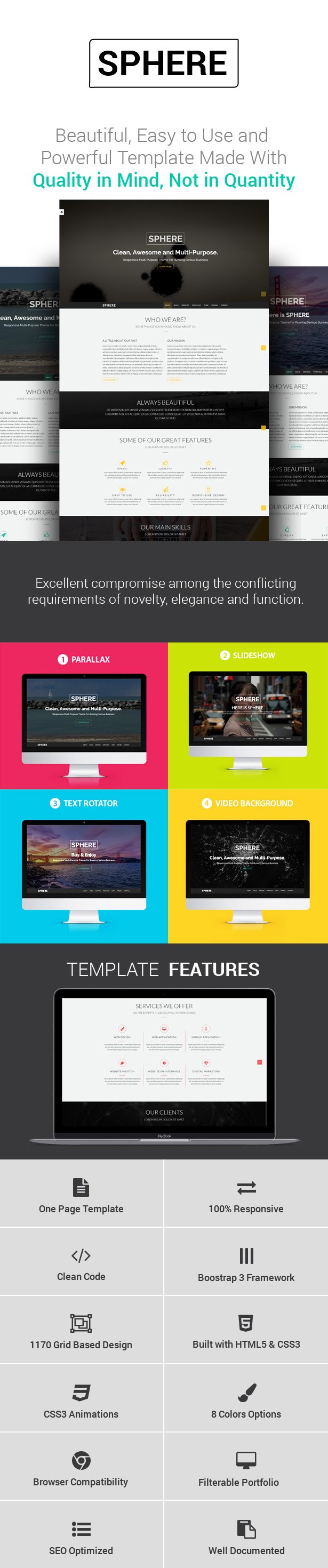 Multi-Purpose One Page HTML Template is a Built with HTML5 and CSS3, CSS3 Animations, 8 colours options One Page Responsive Template is clean simple and unique multi-purpose template