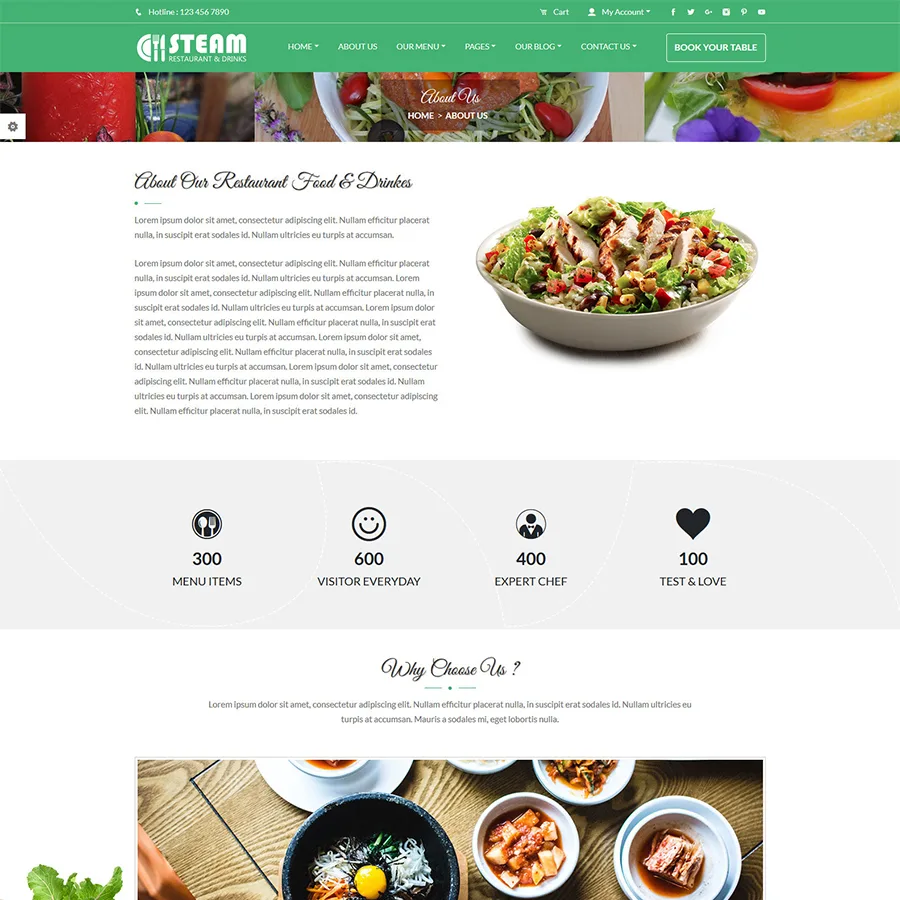 Spice ‘N’ Steam – Restaurant, Food & Drinks HTML 5 Website Template