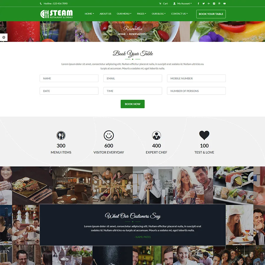 Spice ‘N’ Steam – Restaurant, Food & Drinks HTML 5 Website Template