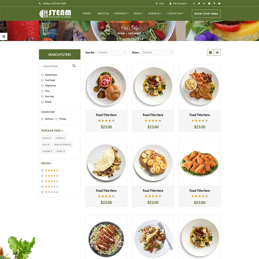 Spice ‘N’ Steam – Restaurant, Food & Drinks HTML 5 Website Template
